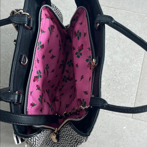 Betsey Johnson Black and White Polka Dot Bow Shoulder Bag - Picture 4 of 10